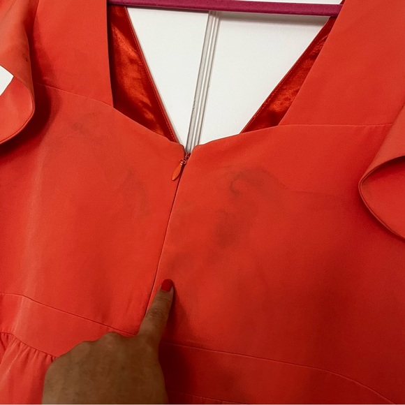 New City Chic plus size flutter sleeve mini wrap dress in Melon XXL/24 - Picture 5 of 10